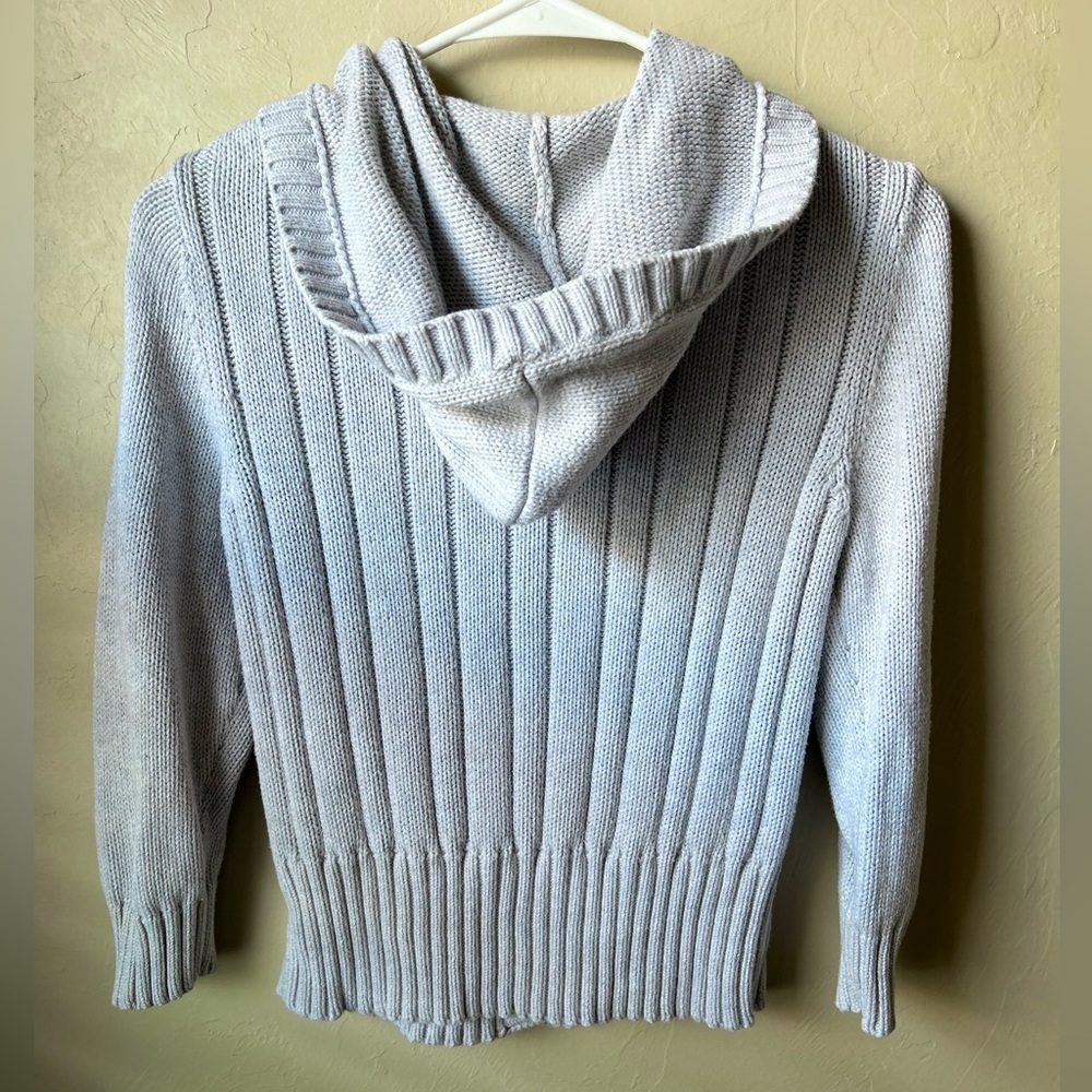Aerie Baby Blue Hooded Button Up Chunky Knit Sweater | L - Picture 2 of 7